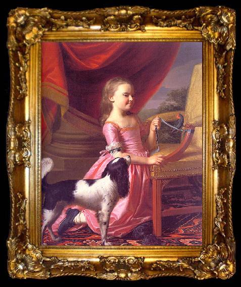 framed  John Singleton Copley Young Lady with a Bird and a Dog, ta009-2